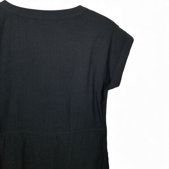 MAEVE Black Sheath Dress Silk Trim V-neck Front Pockets - Size 2 - Picture 6 of 9